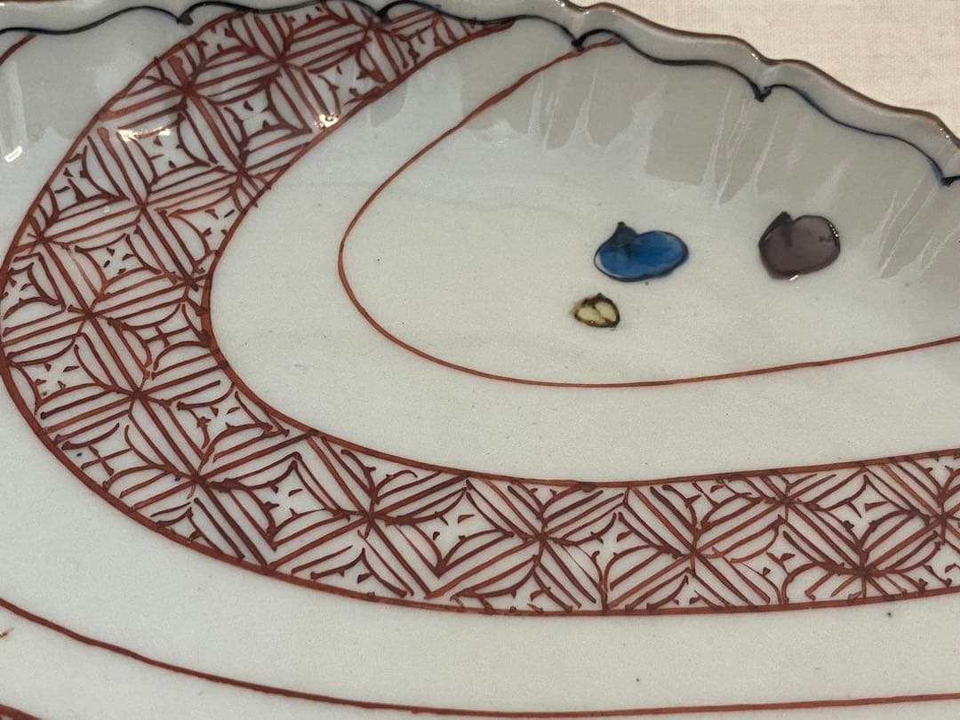 ②九谷焼　古九谷　飾り皿　佐吉　二代佐吉　松本佐吉　共箱　共布④