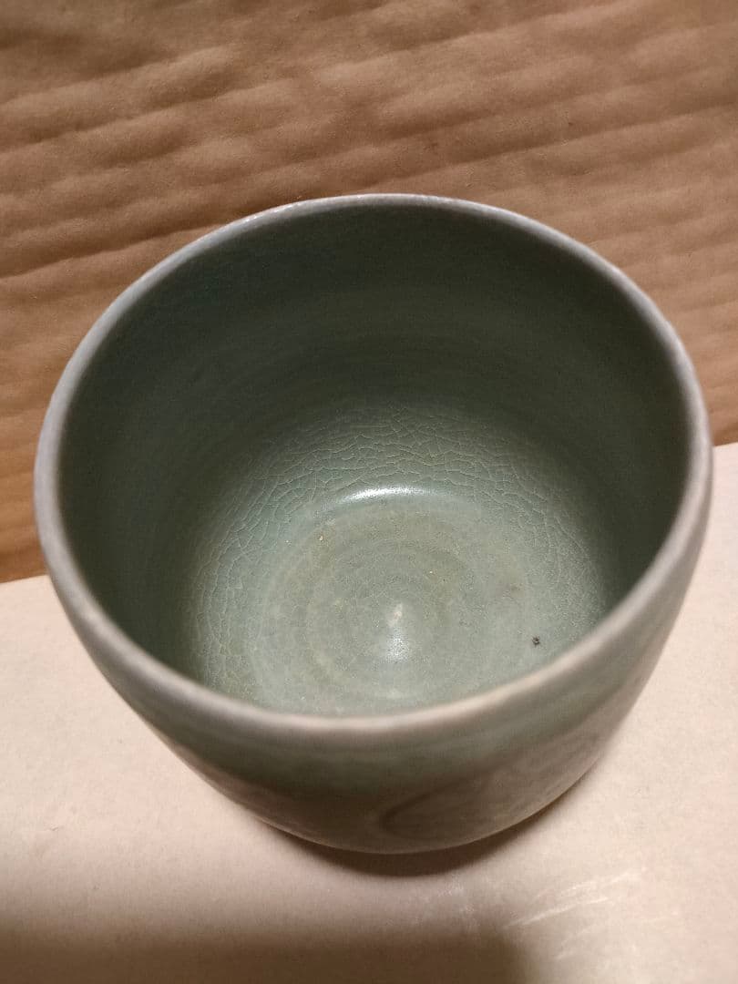高麗青磁　湯呑　白黒象嵌　李朝　朝鮮美術　時代物骨董アンティーク