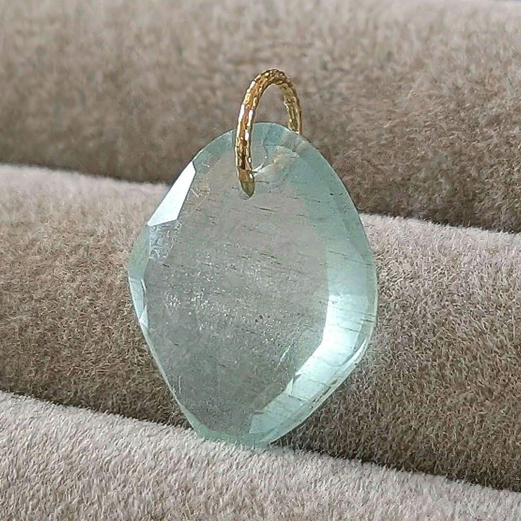 ♢miyumiyu♢K18 大粒アクアマリン ネックレスチャーム