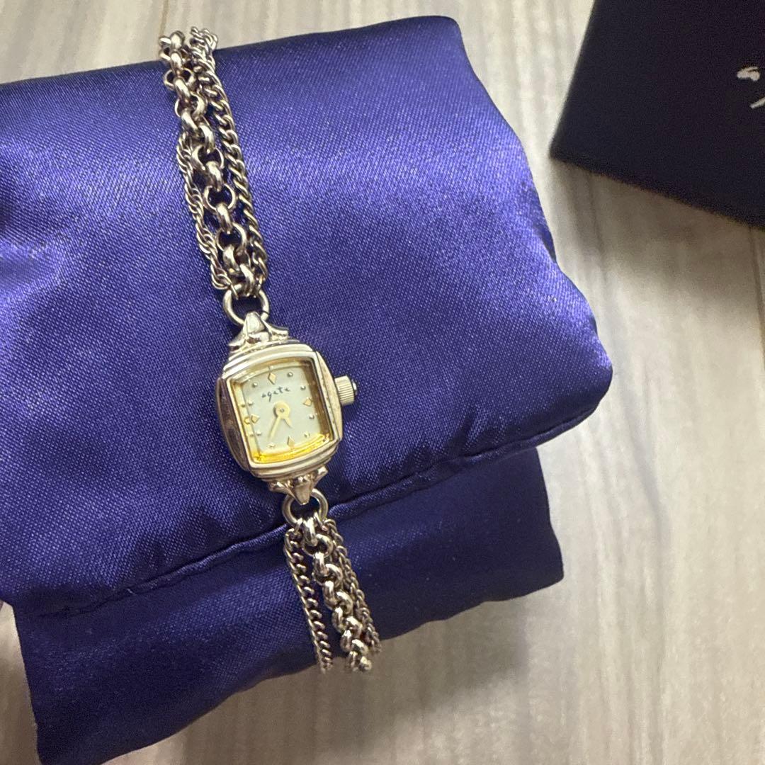 【agete】スクエアフェイスジュエリーウォッチ