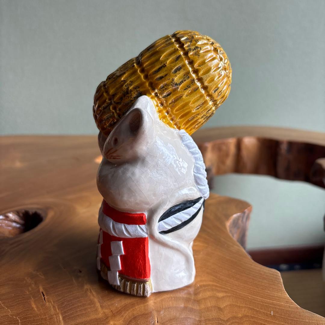 六兵衛窯 子年 「冨久俵」ねずみ 干支置物 清水焼 陶芸 たち吉 共箱