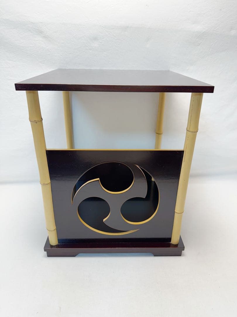 ほぼ未使用 茶道具 平安 光入作 巴棚 圓能斎好写 溜塗 共箱