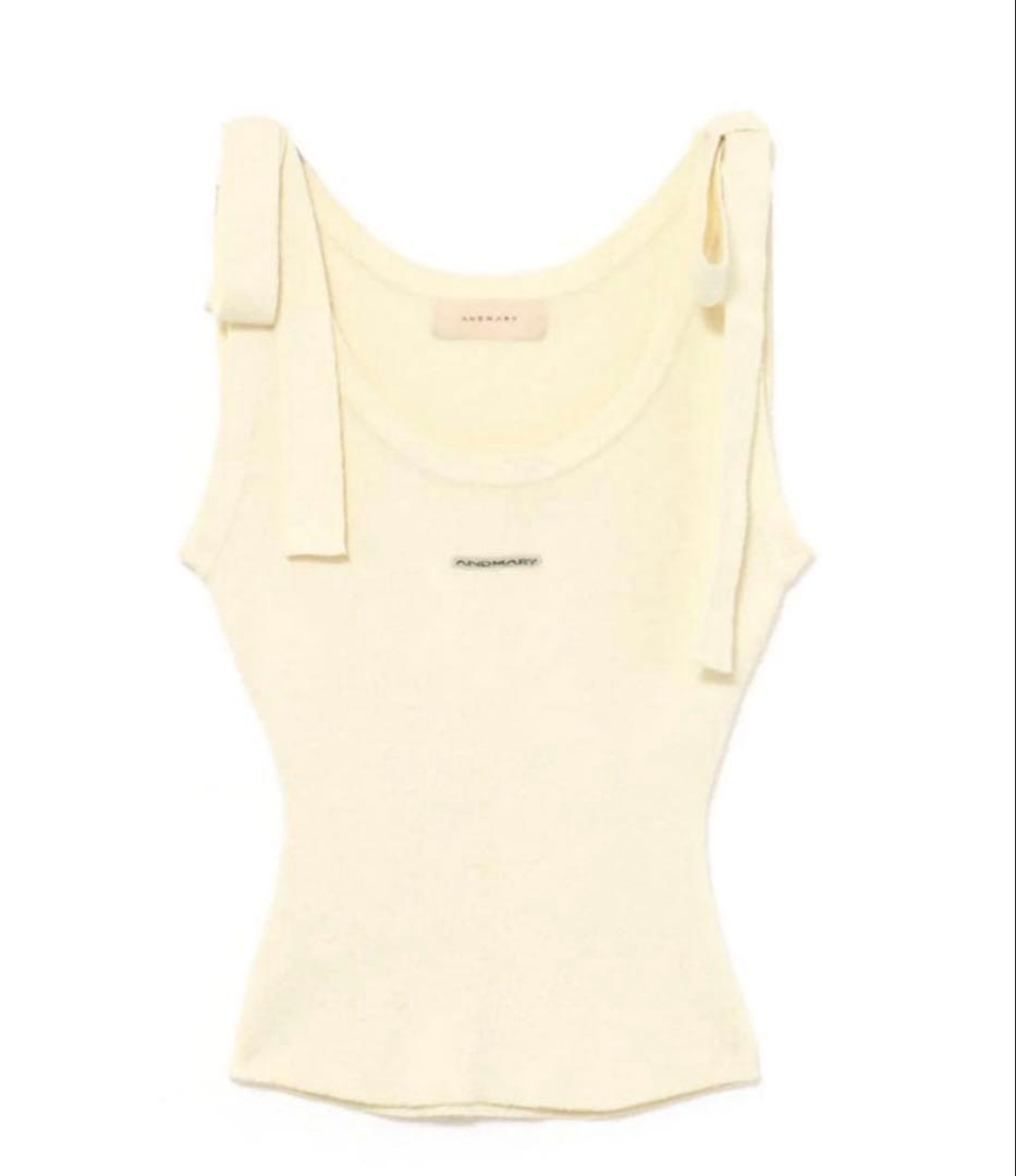 【美品】andmary Avrill ribbon tops ivory