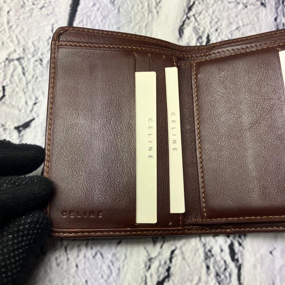 美品✨セリーヌ パリマカダム デニムキャンバス レザー トリオンフ 三つ折り財布