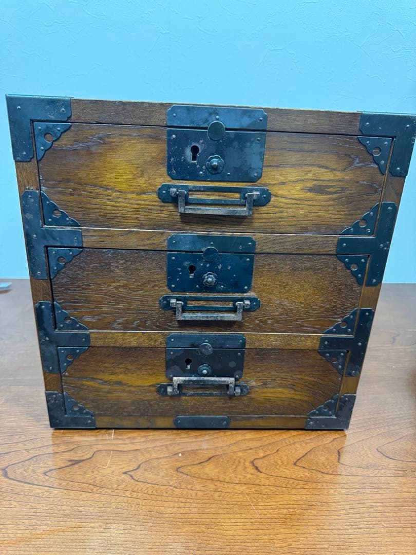 【希少】アンティーク 和箪笥 小型収納箱 3段 昭和レトロ 和風家具