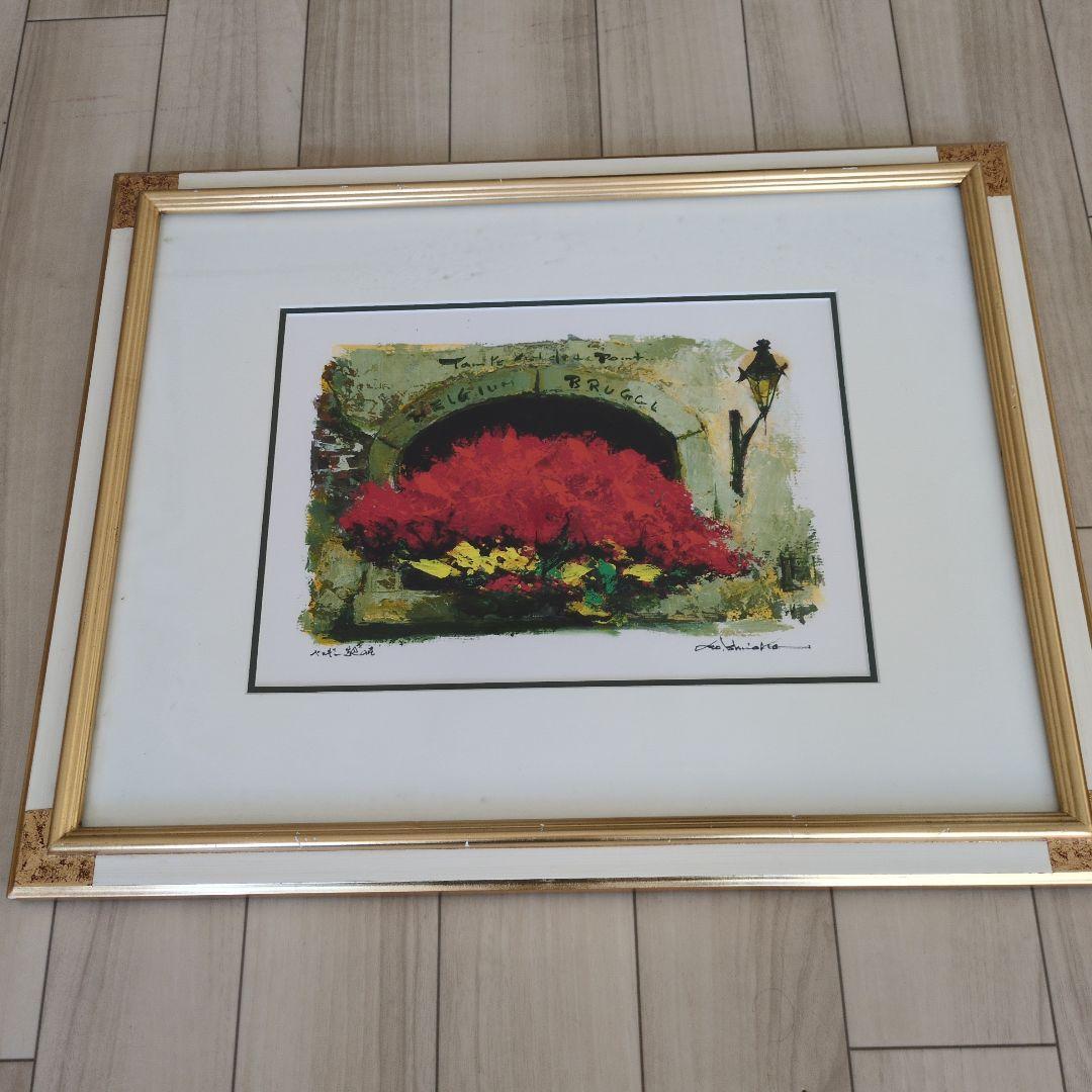 石岡剛 油彩画 ベルギー窓辺の花