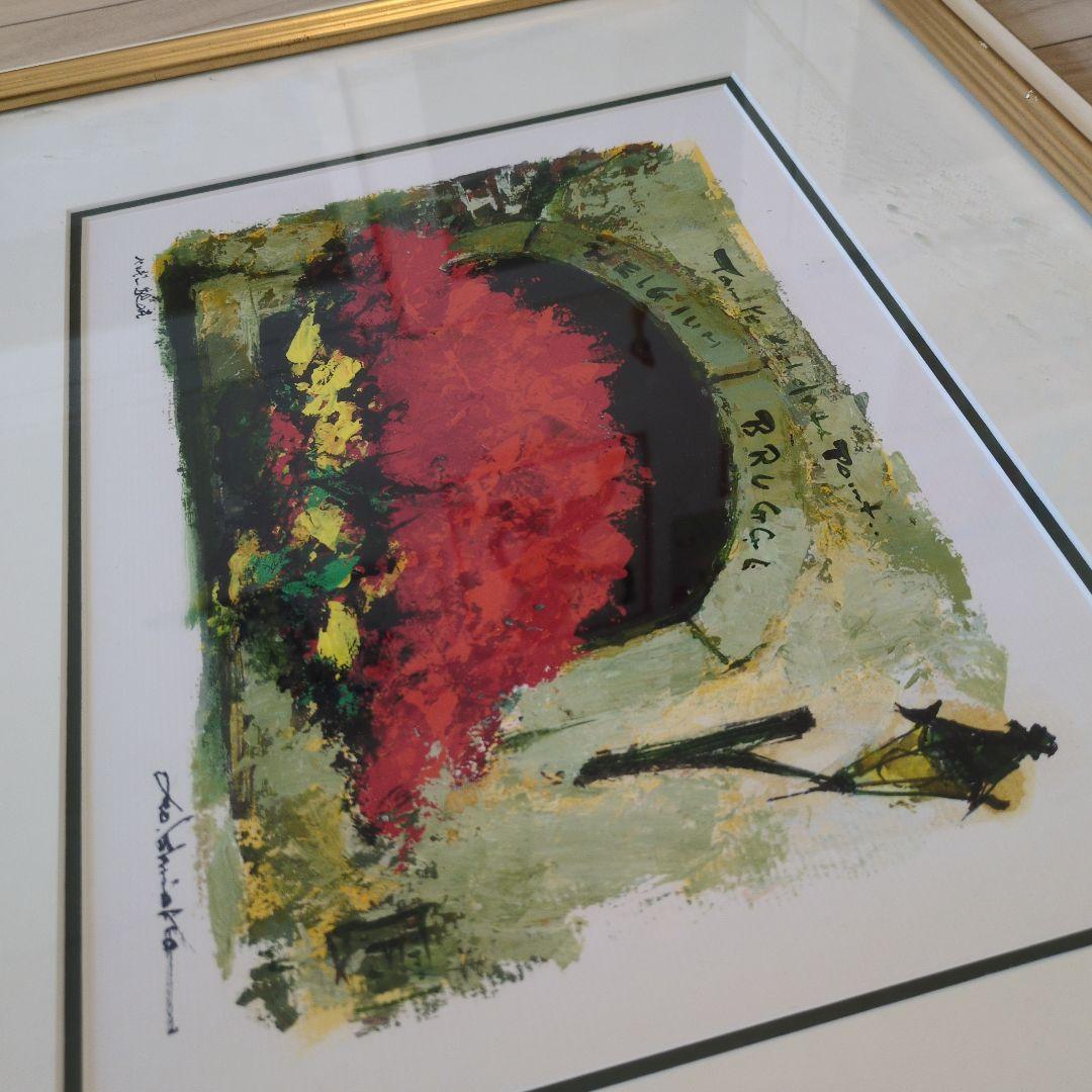 石岡剛 油彩画 ベルギー窓辺の花