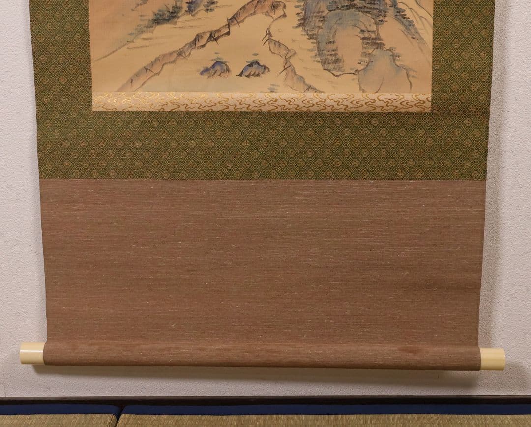 【模写】岡田半江 田粛 山村 山水 絹本 掛軸 合箱 南画 日本画 MB121