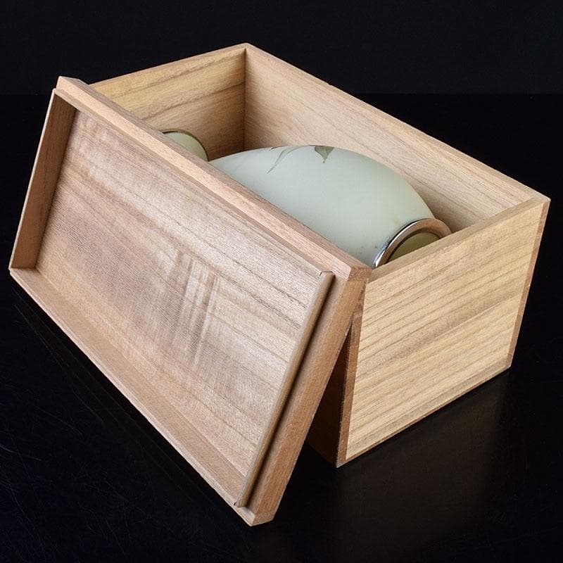 七宝焼　服部喜久作　花文　花瓶　唐木台付　共箱　V　R9527