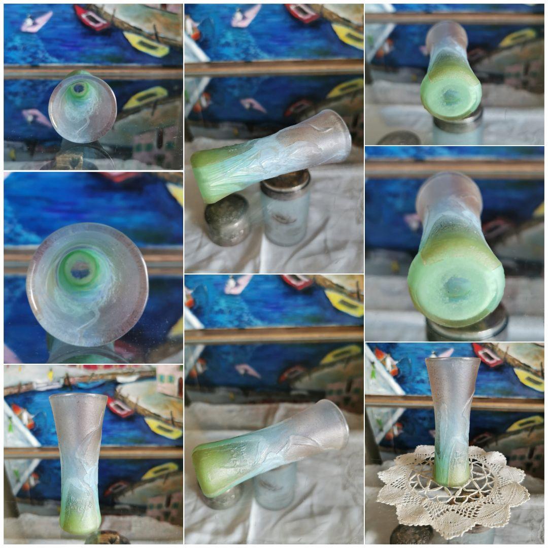 アンティーク ドームナンシー アイリス紋花器 オパールセント パートドヴェール