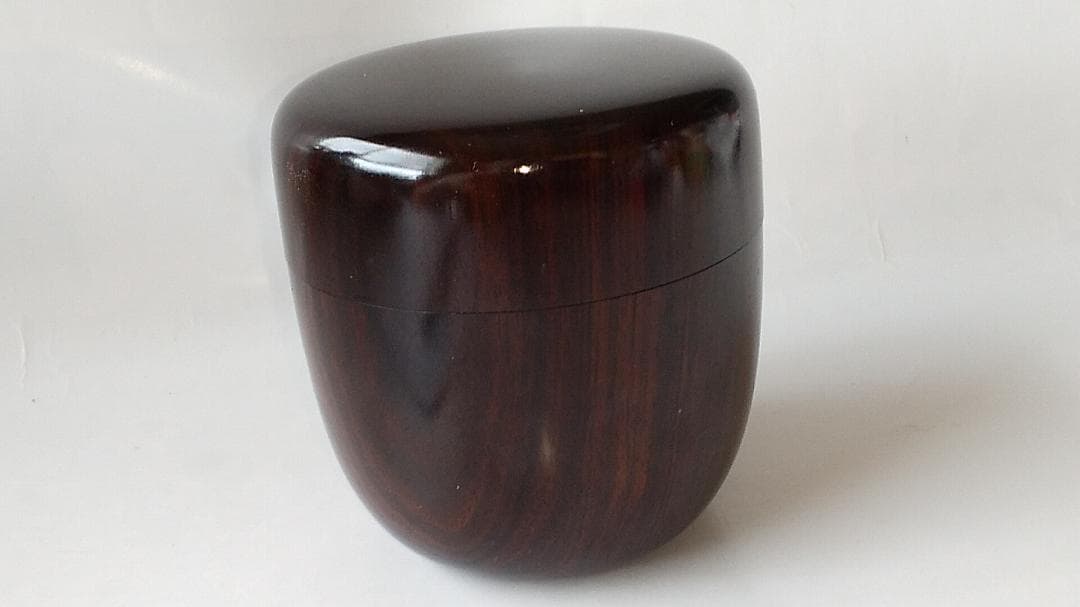 岡本漆専堂 岡本漆園 作 溜塗 中棗 共箱 漆器 漆芸 抹茶 茶道具 美品 です