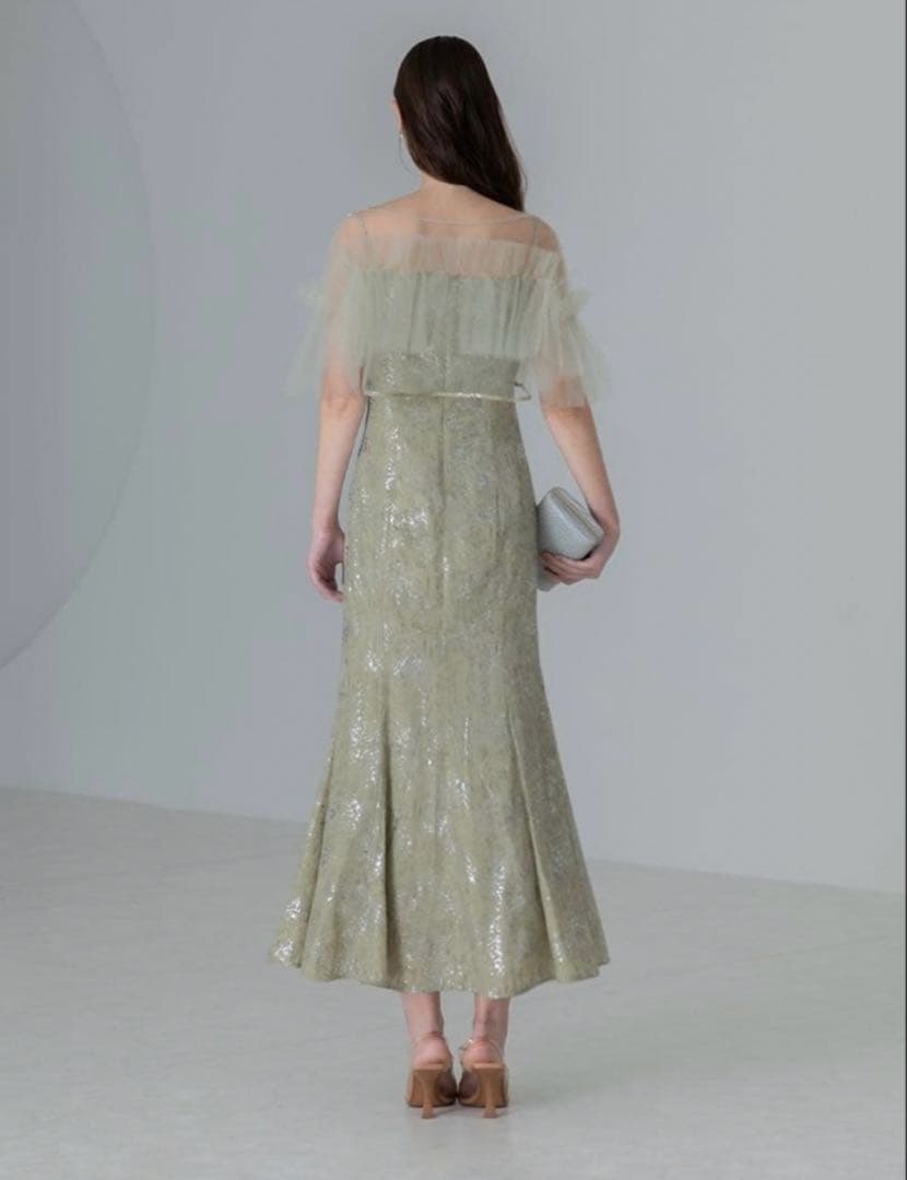 チュールフリルボレロペイントマーメイドワンピースドレス結婚式パーティー成人式