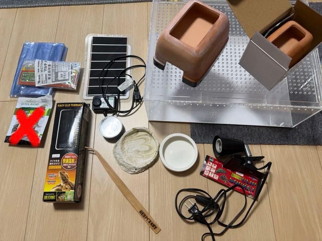 爬虫類ケージ　ヒーター　ピンセット　セット