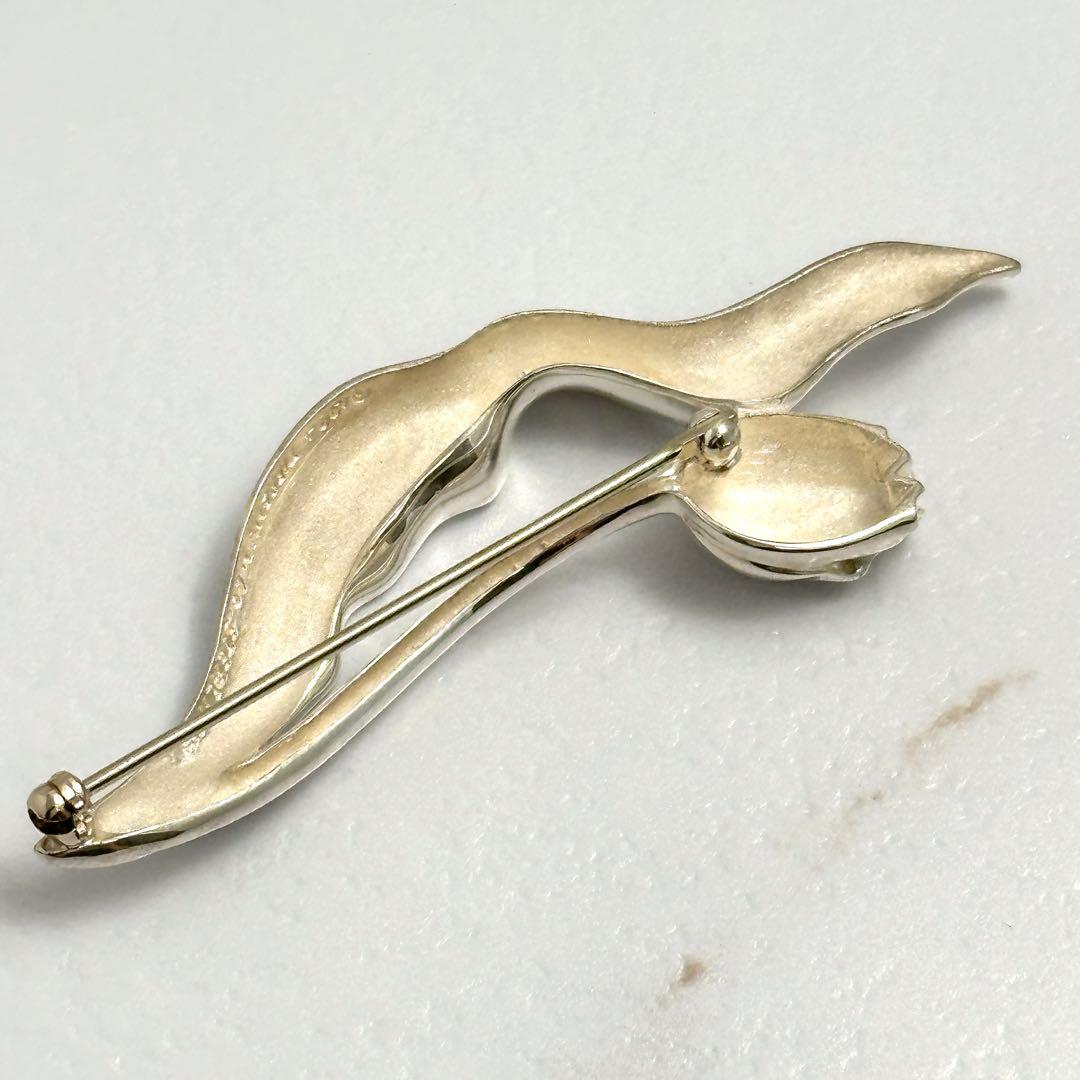 希少　Tiffany　チューリップ　フラワー　シルバー　ブローチ　Ag925
