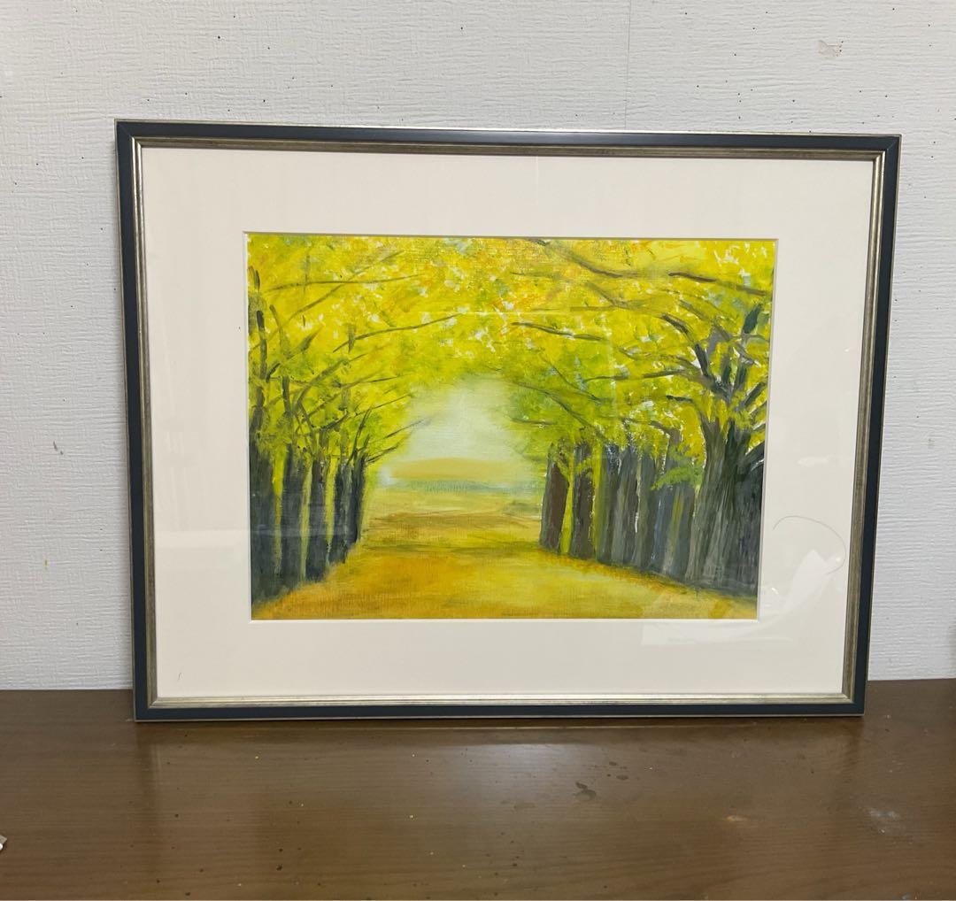 油彩画　「　秋　色　」　原画　額付