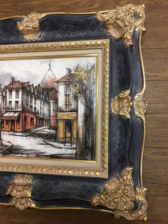 名品フランス画家ファルシーの冬のパリモンマルトル通り6号油彩画