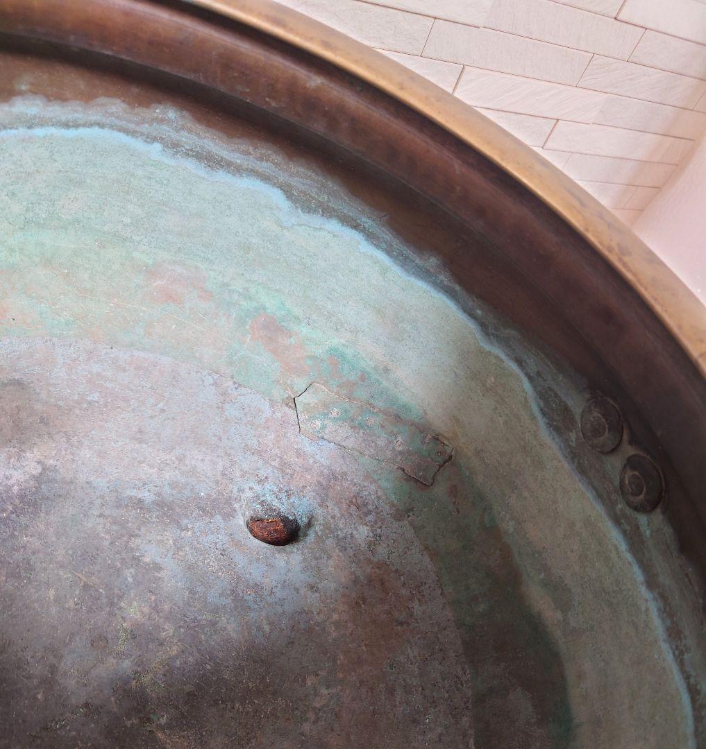 古銅　時代物　梅銀象嵌　瓶掛　大火鉢