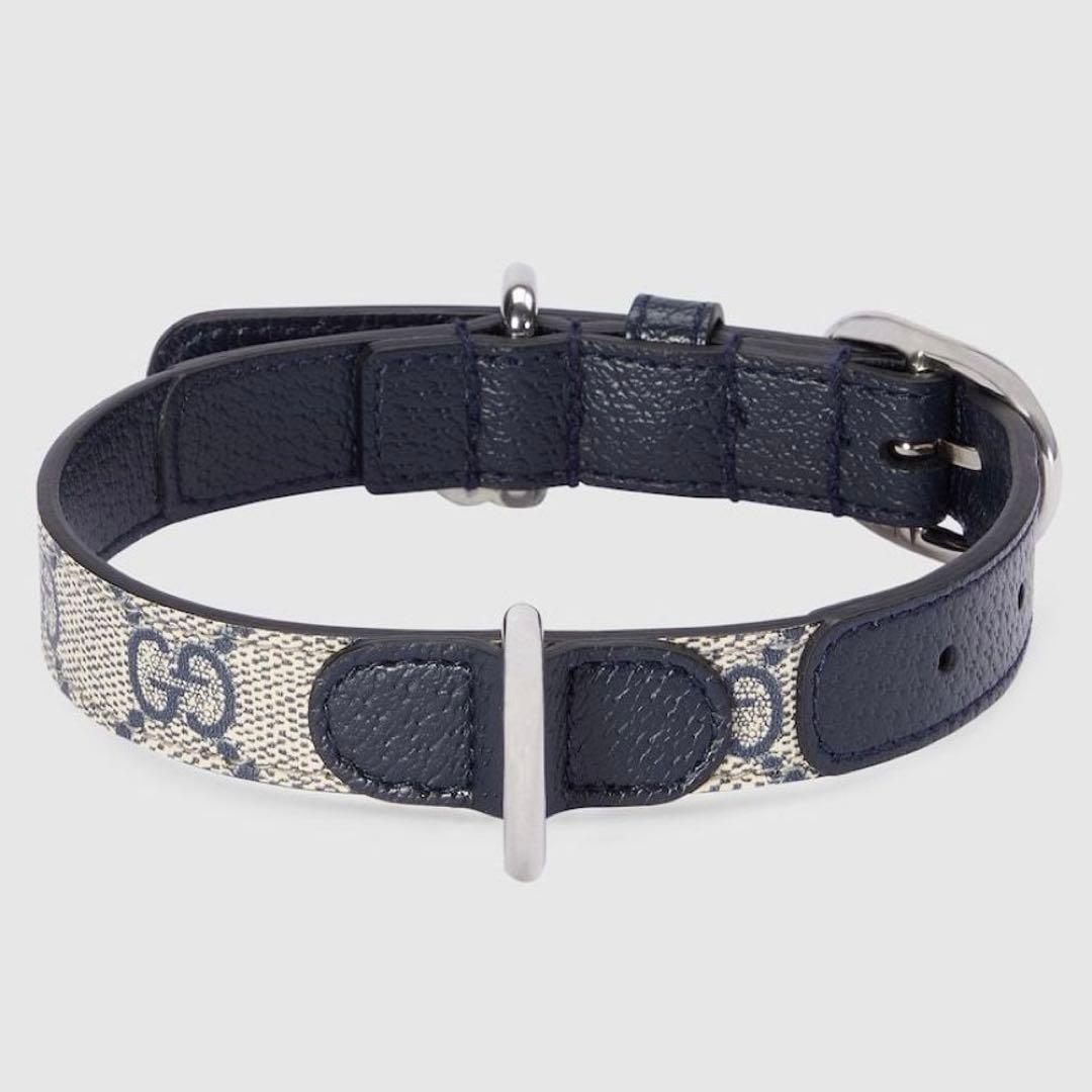 新品 GUCCI グッチ エクストラスモール ペット 首輪 S ベージュブルー