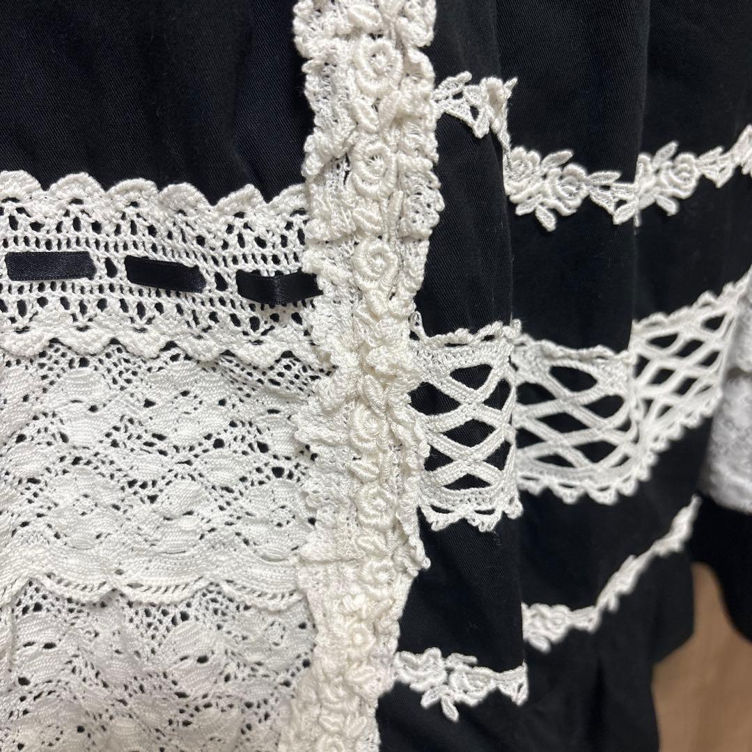 BABY　レースフリルジャンパースカート ベイビー 黒×オフ白