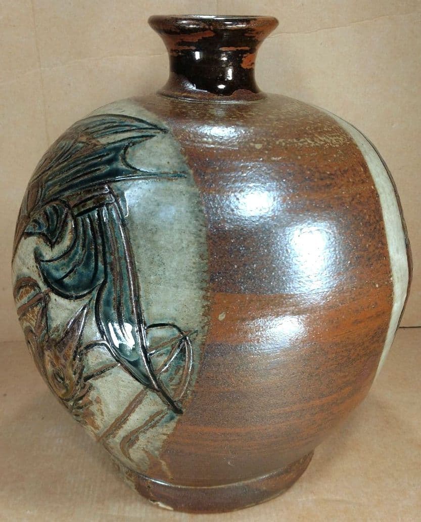 【本物保証】金城次郎 丸壷大 共箱 栞 人間国宝 美品 壷屋焼 壺屋焼 希少品