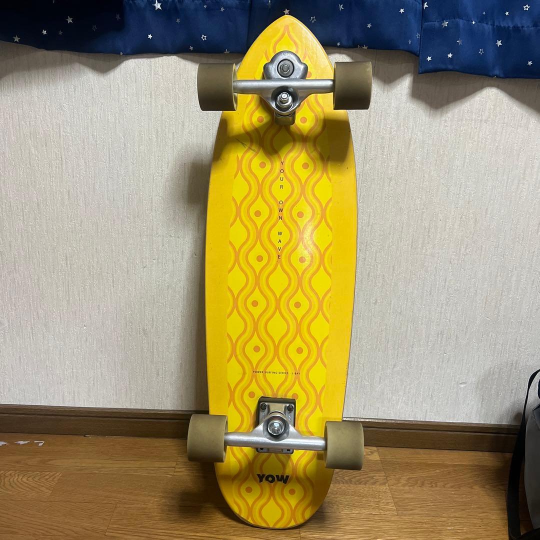 YOW イエロー 波模様 サーフスケート