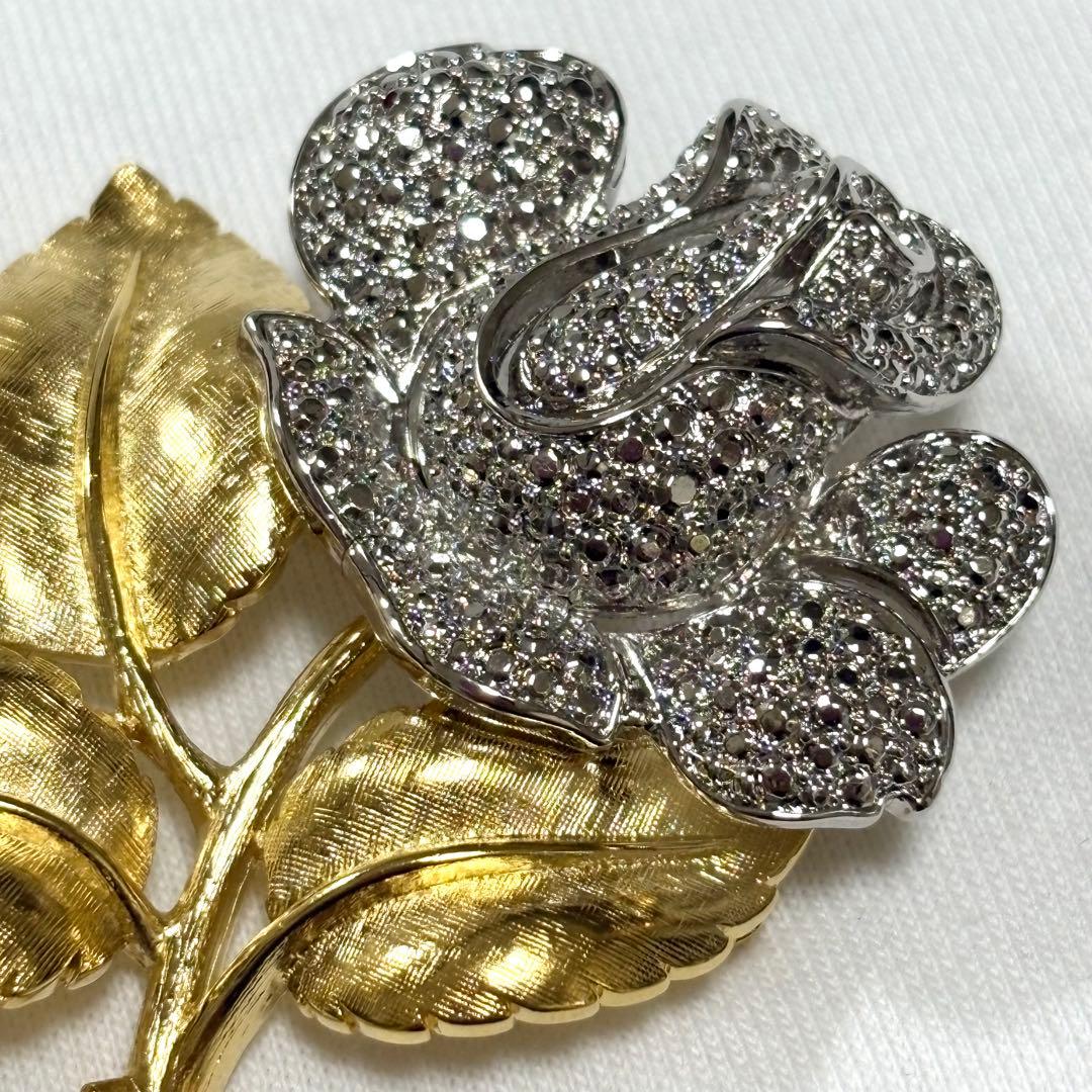 新品 希少 VINTAGE TRIFARI トリファリ 大ぶり ブローチ 薔薇