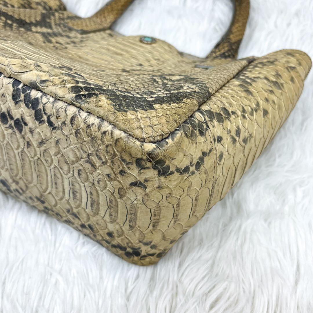 超希少 ティファニー ハンドバッグ リアルパイソンレザー ロゴ金具