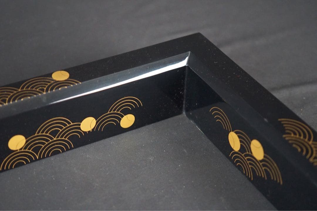 村田宗覚 波つぼつぼ蒔絵 炉縁 共箱 共布 茶道具