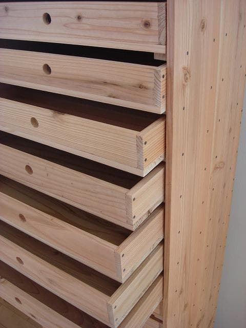 ★送料無料サイズ変更可能★A4丸穴21段引き出し無垢材木製書類ケースオーダー可能