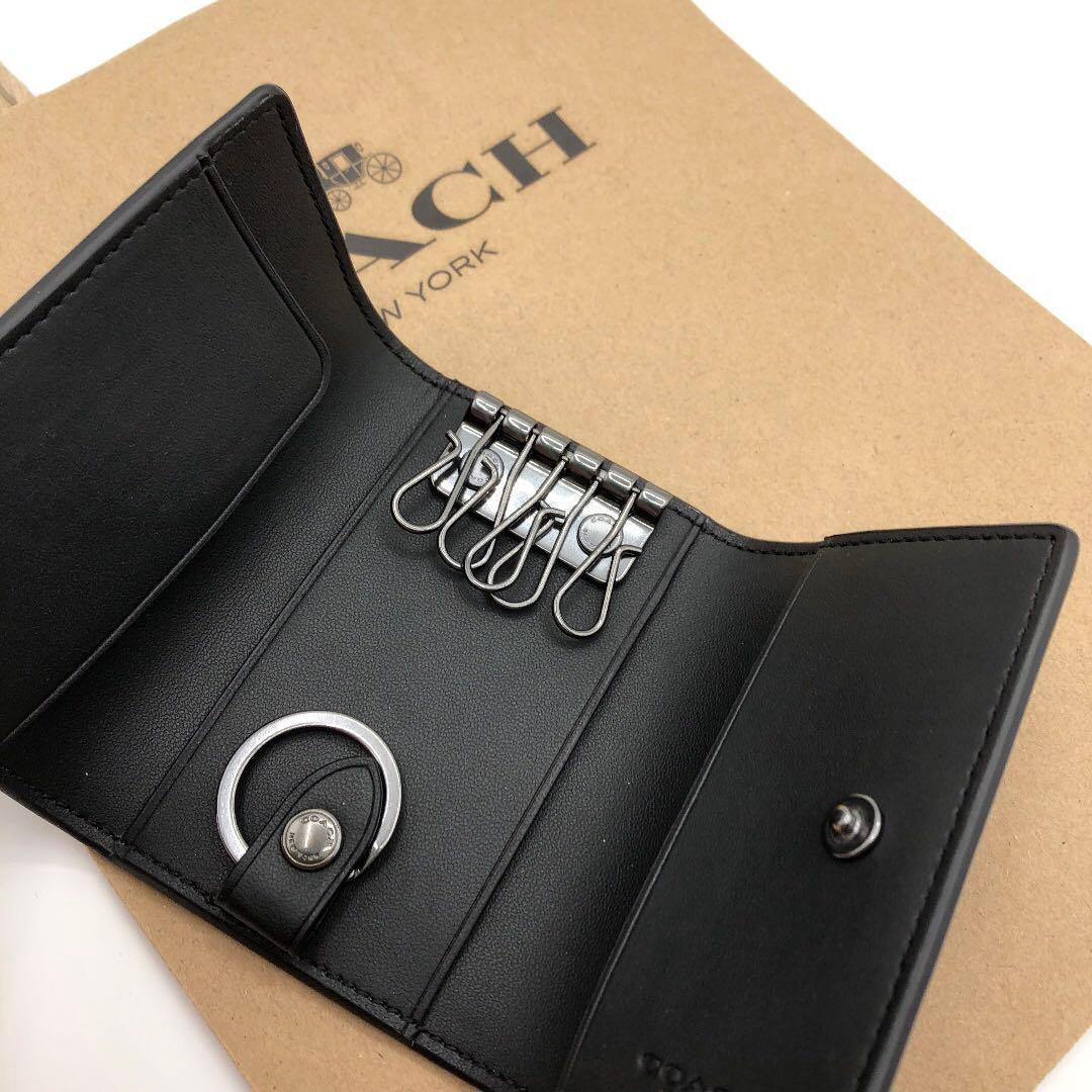 【COACH☆訳あり新品】☆シグネチャー☆チャコール☆5 リング キー ケース☆