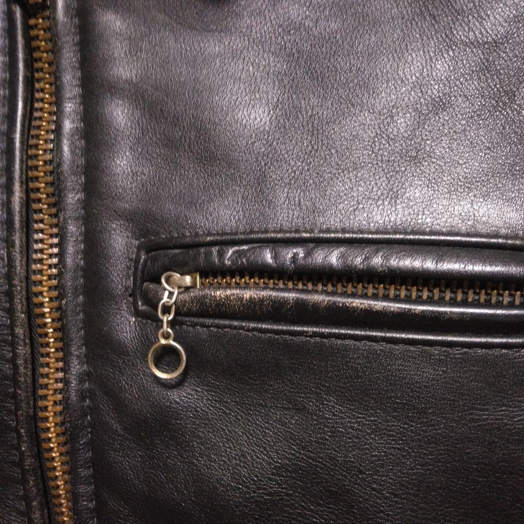 バンソン VANSON 9D ライダースジャケット 34 茶芯　ヤレ感