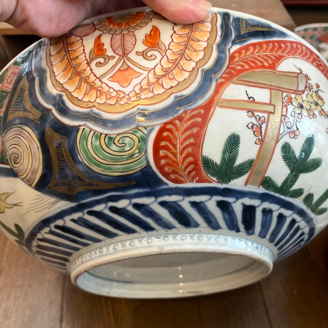 古伊万里　錦絵三ツ鉢　25ー31㎝江戸後期 茶道具 木箱