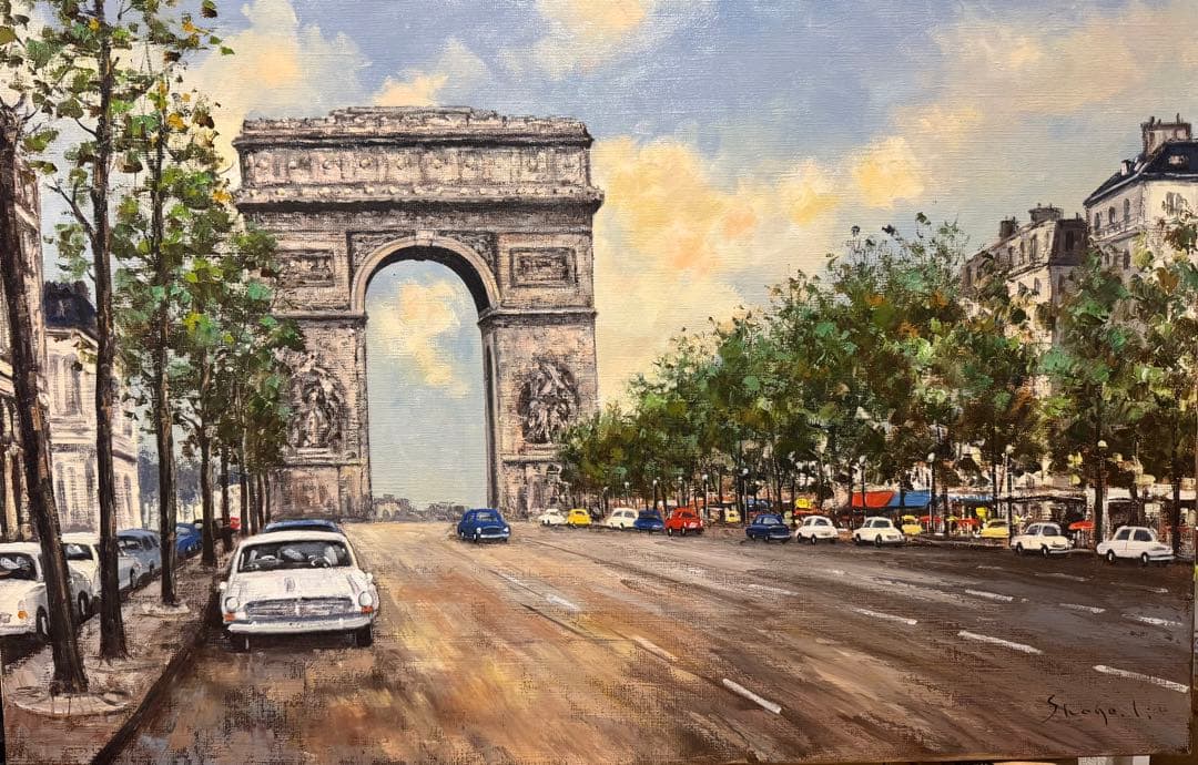 (25) 岩崎鉦吾　油彩　エトワール凱旋門 Arc de Triomphe