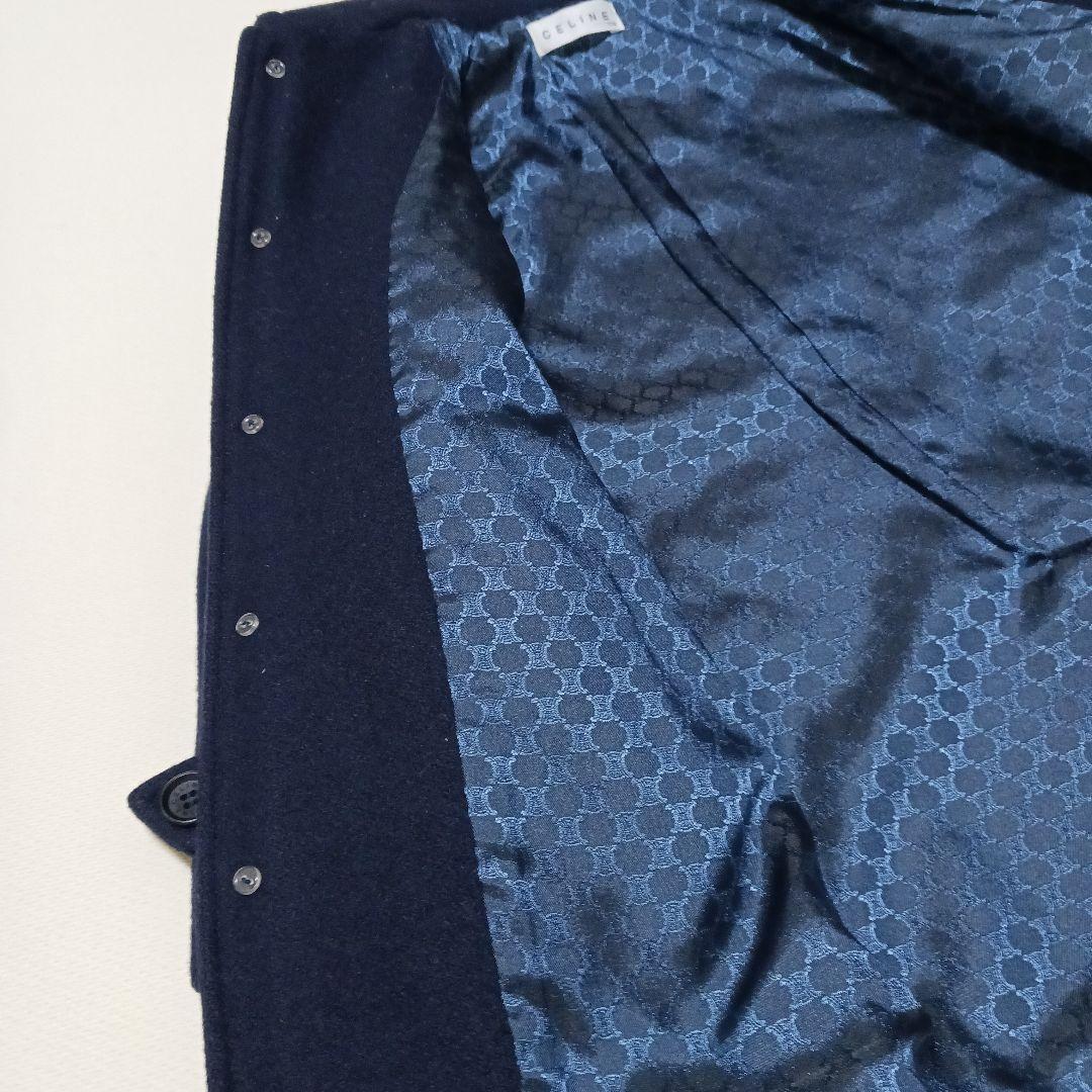 CELINE 美品ネイビー フード付きウールコート110