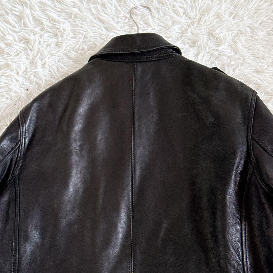 Lサイズ✨ブルックスブラザーズ オールレザージャケット フルジップ 裏地チェック