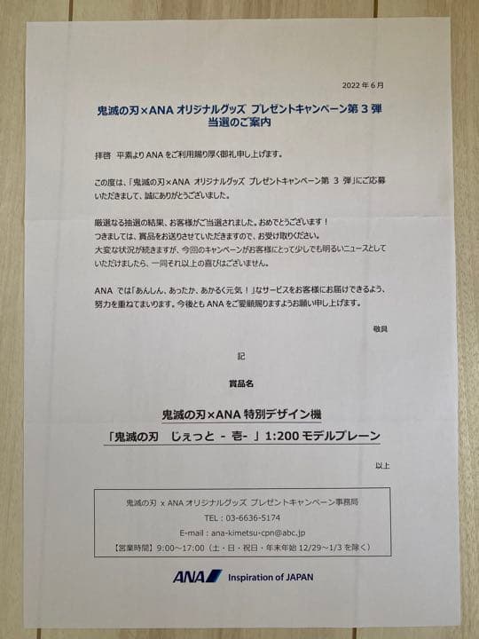 <希少>「鬼滅の刃」じぇっと -壱- 1:200モデルプレーン
