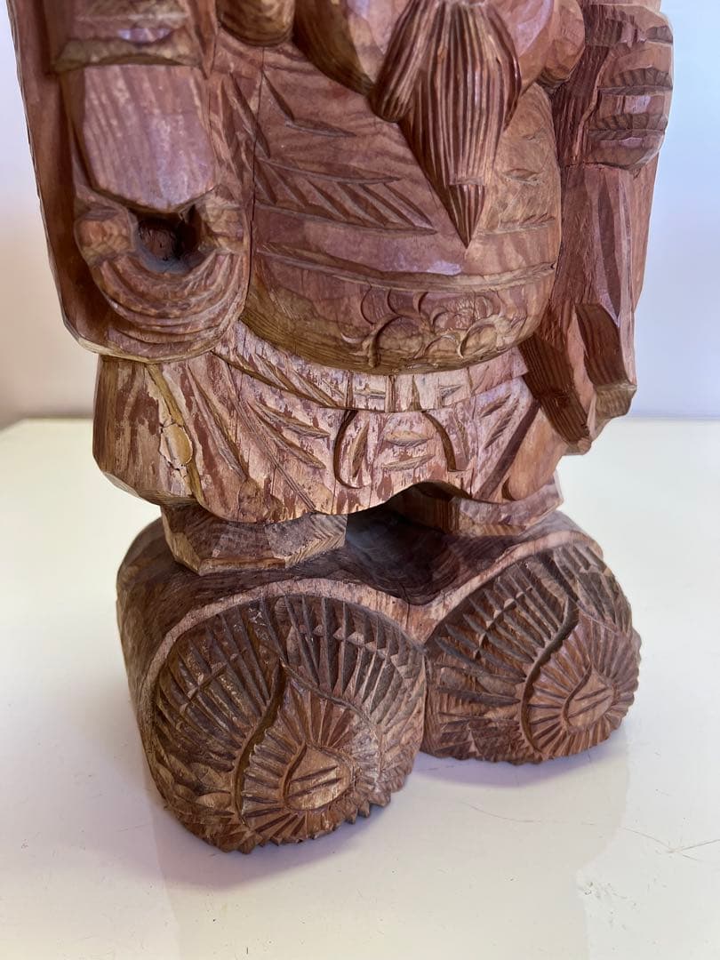 明治期 木彫 恵比寿大黒像 一対 商売繁盛 福神像 高さ35cm◎古美術 庵々