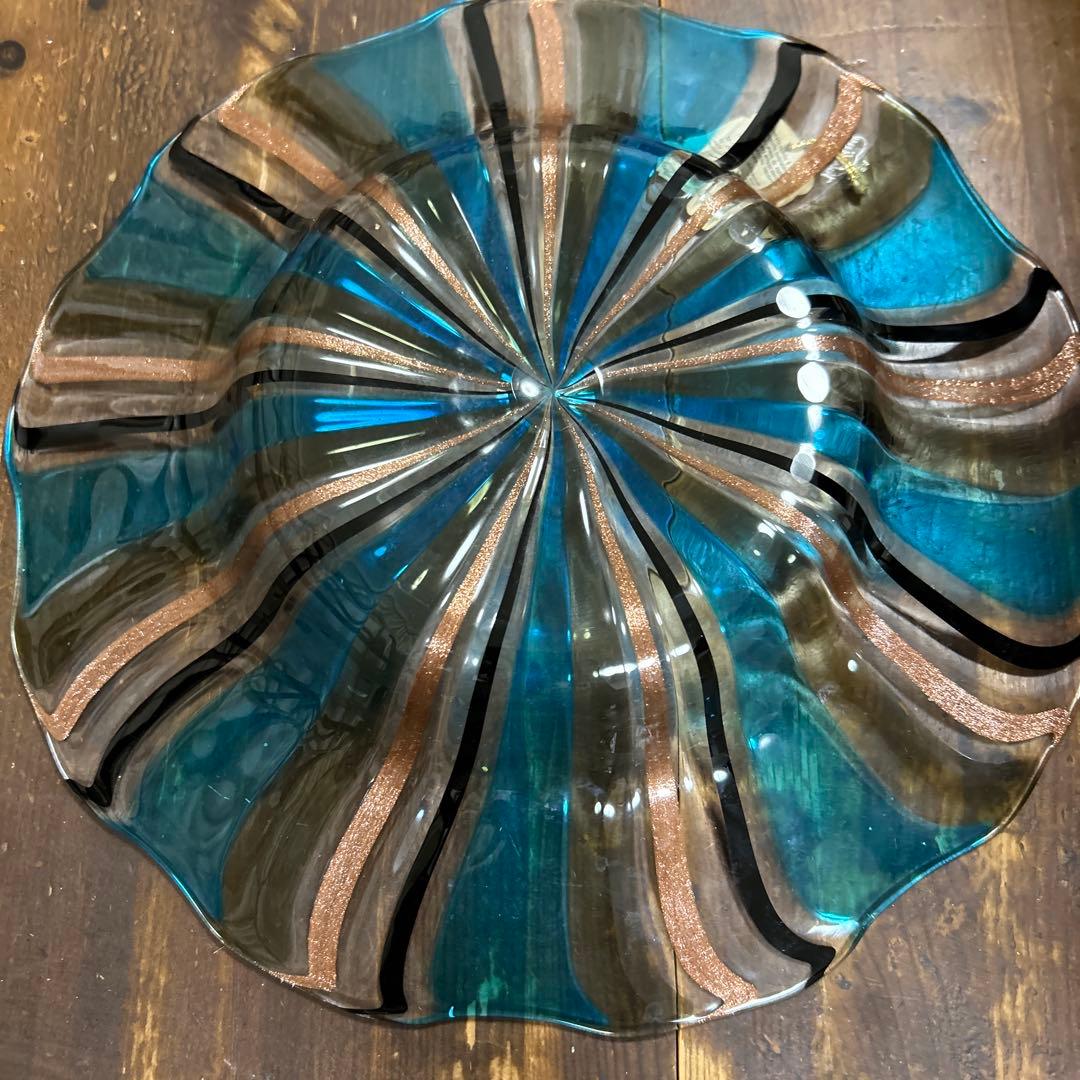 Linea Valentina 高級ヴェネチアガラス　金彩　ムラーノガラス　大皿