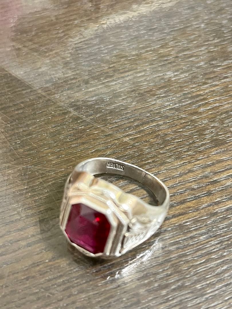 15号-17号石ルビー14KGF/SV925シルバーとゴー古指輪