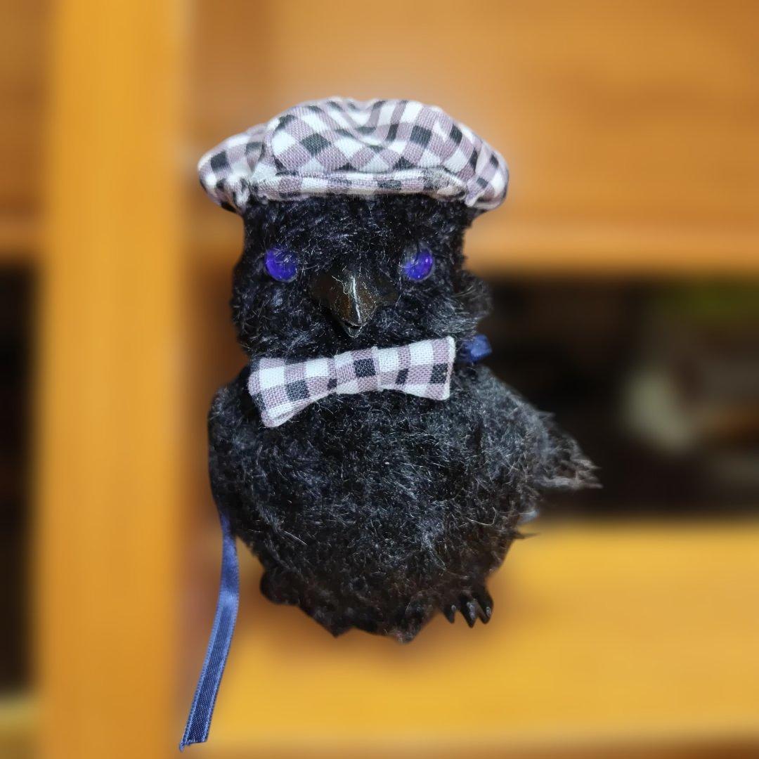 子ガラス　カラスのヒナ　ドール　テディベア　ぬいぐるみ