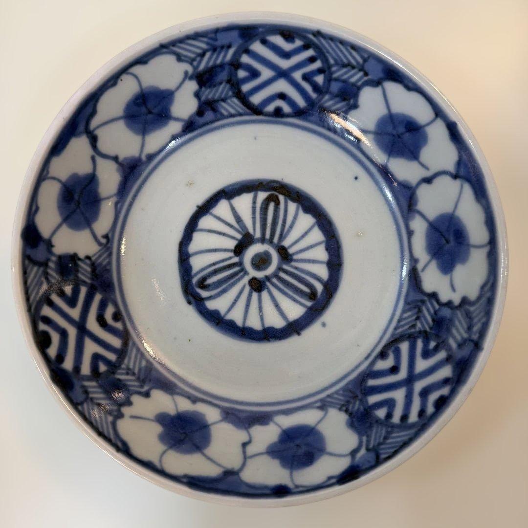 古伊万里 江戸 染付 膾 くらわんか なでしこ 撫子 骨董 アンティーク 皿