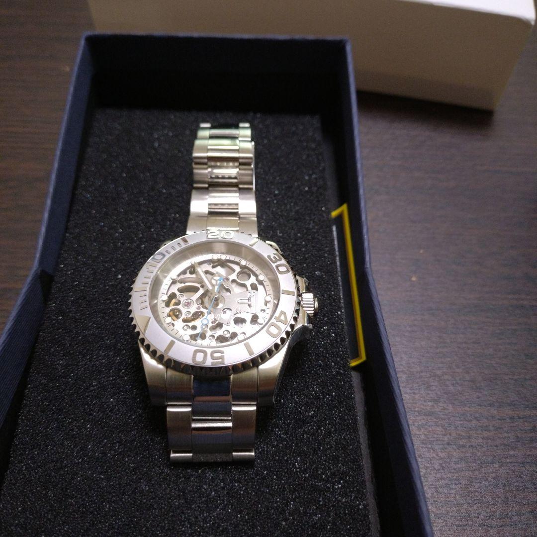 K*パ様 NH70 MOD カスタム 自動巻 腕時計スケルトン シルバー ブルー