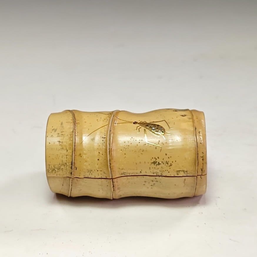 イ914 香合『中村湖彩作』『鈴虫蒔絵　布袋竹香合　共箱』茶道具