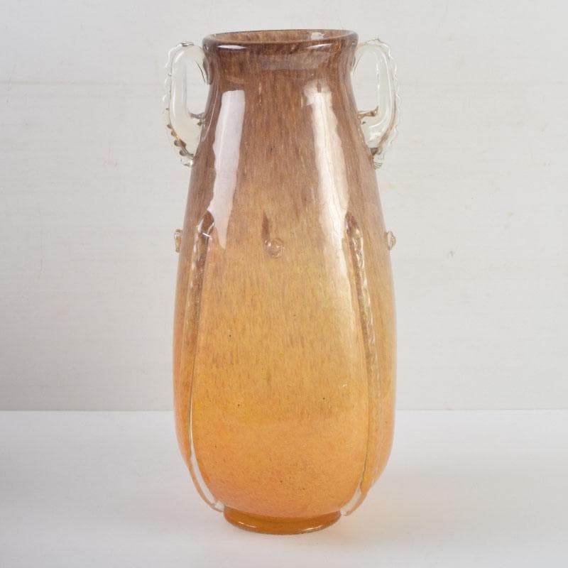 chika613 　岩田藤七作　黄地　耳付花瓶　花生　共箱　N　9177A