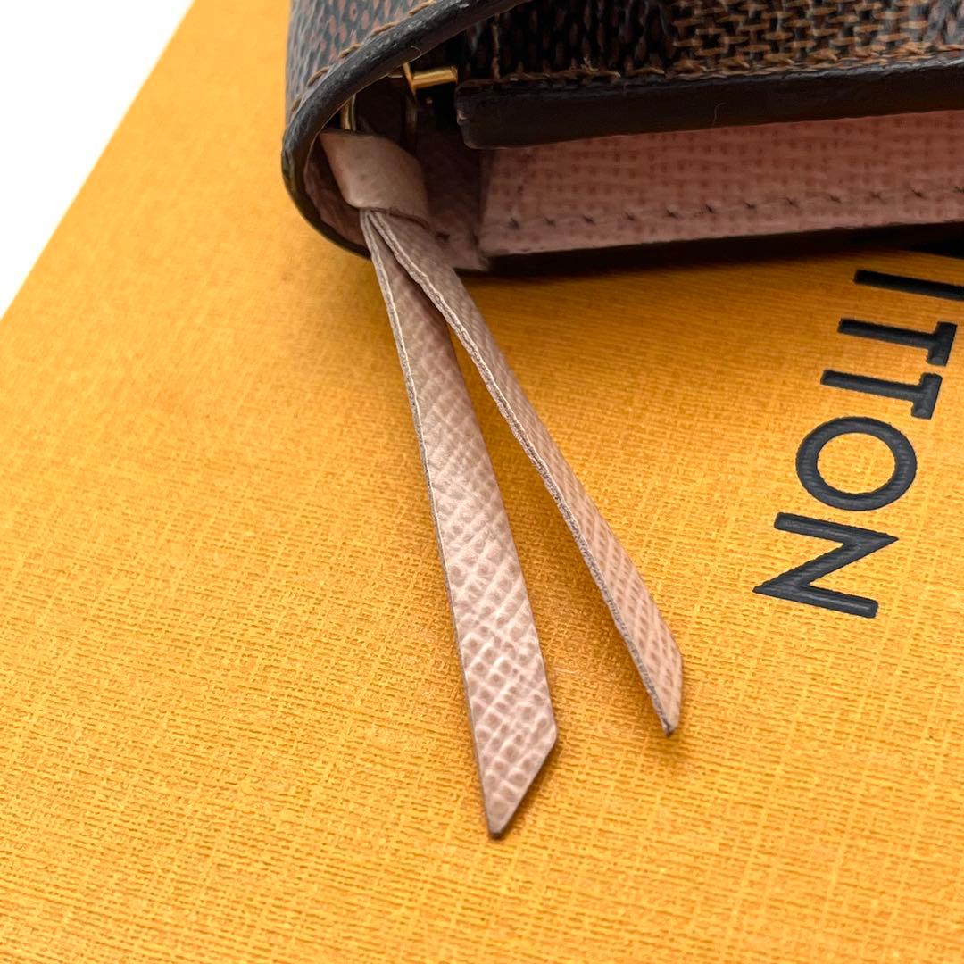 ルイヴィトン　ポルトモネロザリ　ダミエ　ローズバレリーヌ　折り財布