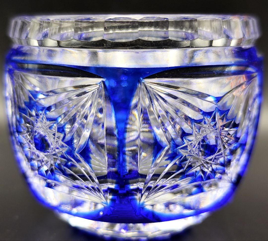 超希少品☆江戸切子 木村泰典 猪口 瑠璃（切子 江戸切子 薩摩切子）