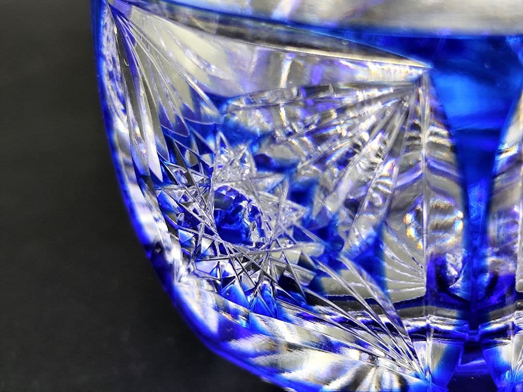 超希少品☆江戸切子 木村泰典 猪口 瑠璃（切子 江戸切子 薩摩切子）