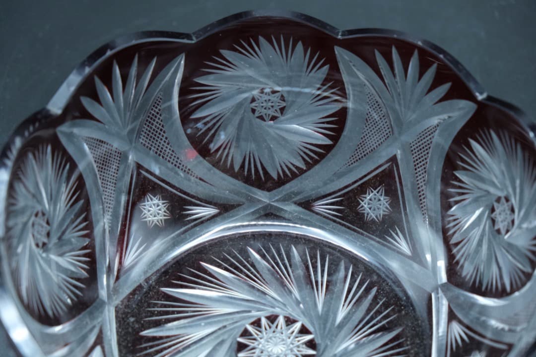 ガラス　鉢　江戸切子　伝統工芸　時代物　送料無料