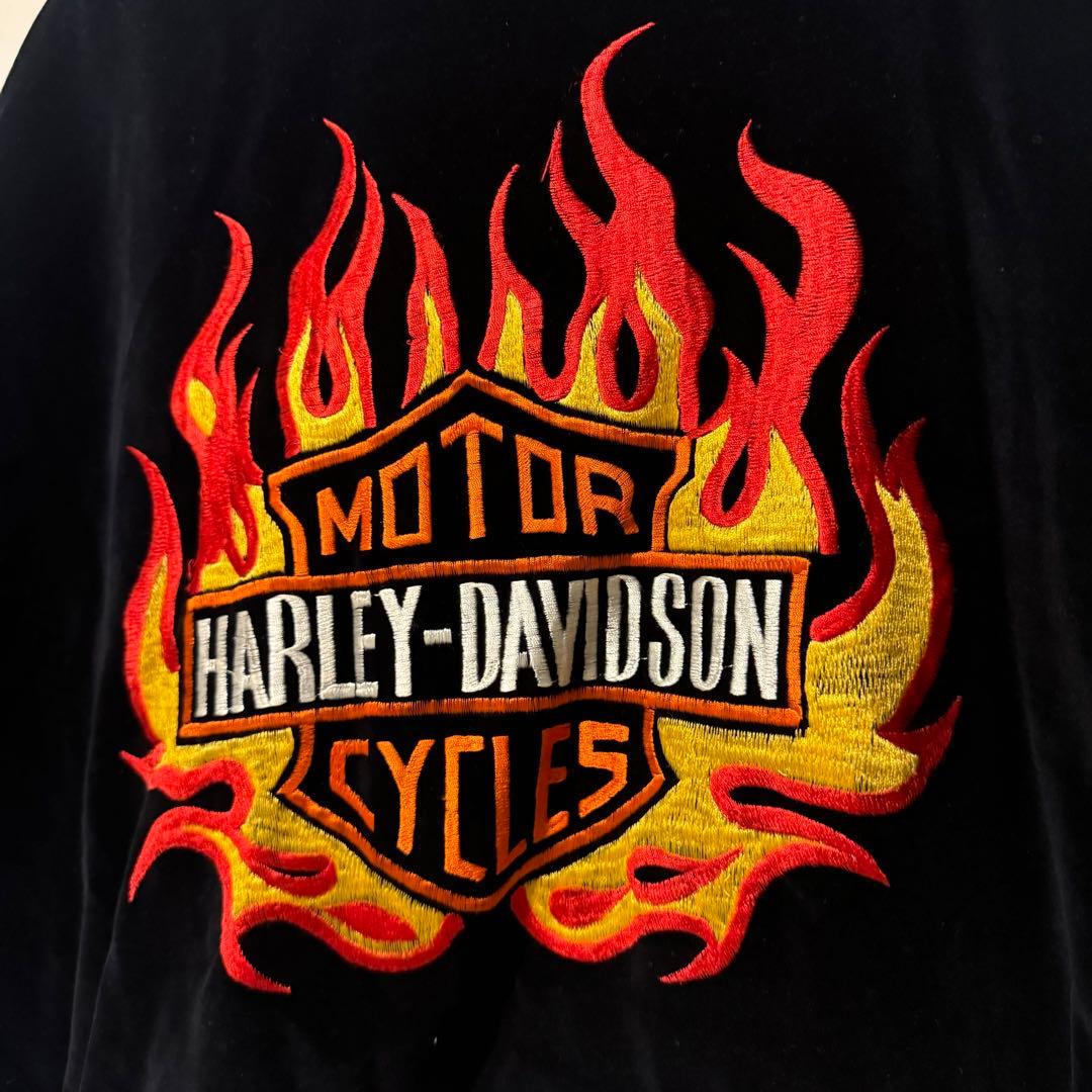 〈レア〉Harley-Davidson フレイム刺繍ベロアジャケット