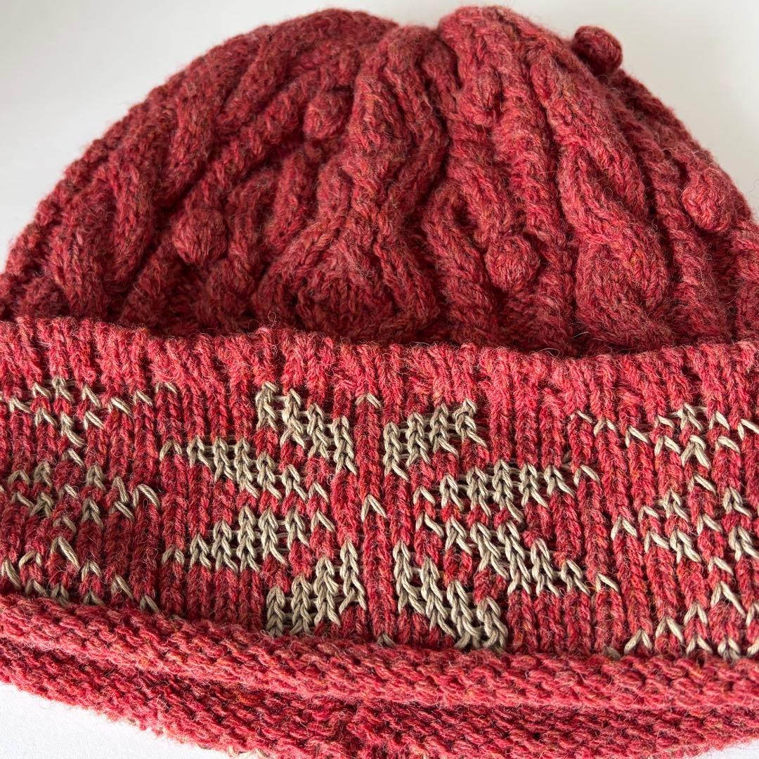 キャピタル ハンドニット フィッシャーマンキャップ 赤系 ニット帽 ビーニー